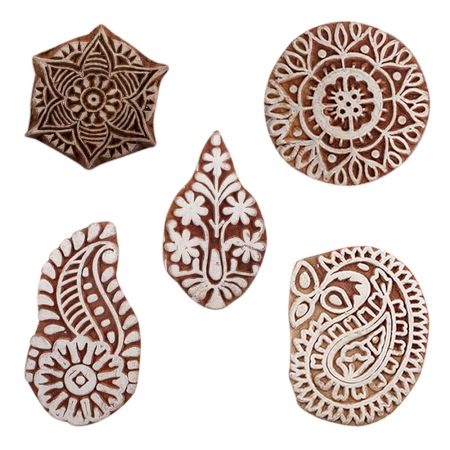 Set of 5 Piece New Mix Wooden Printing Blocks